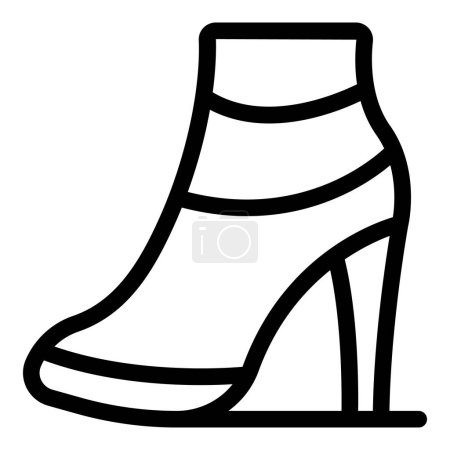 Bottes hautes femmes icône contour vecteur. Des pompes féminines chics. Chaussures à talons hauts