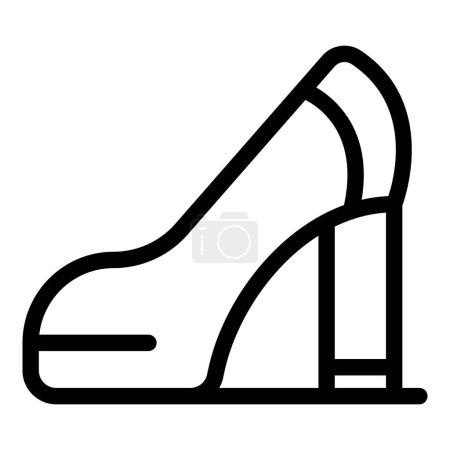 Modèle talons hauts icône contour vecteur. Chaussures de passerelle. Collection de chaussures de mode tendance