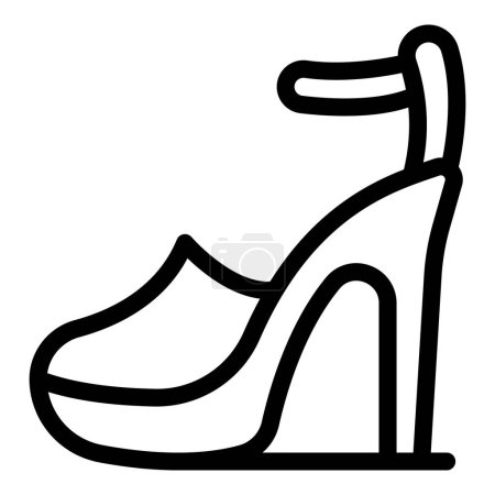 Strappy talons hauts icône contour vecteur. Chaussures sandales. Ladylike chaussures classiques