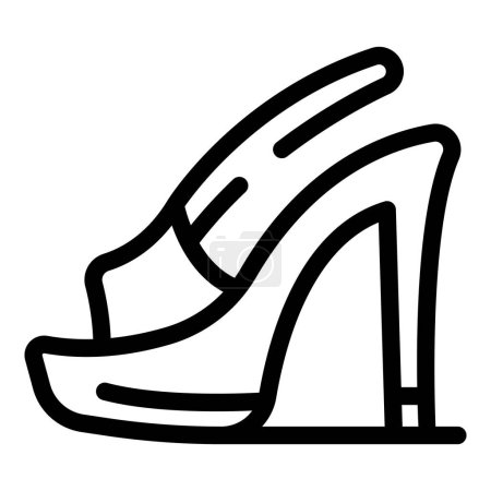 Pompes de grande hauteur icône contour vecteur. Talons féminins. gracieux ladylike chaussures paire