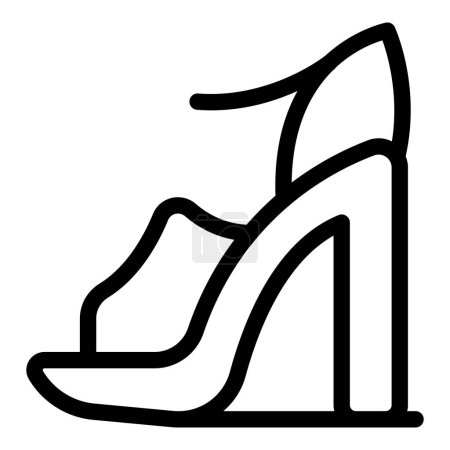 Sandales en cuir talons icône contour vecteur. Chaussures fashionista féminines glamour. Chaussures classiques en forme de dame