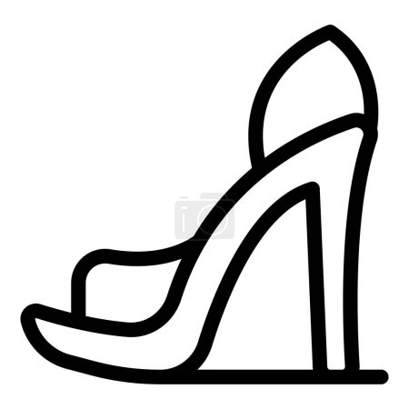 Pompes en cuir icône contour vecteur. Chaussures femme faisant du shopping. Boutique de chaussures à la mode