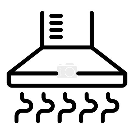 Téléchargez les illustrations : Hotte hotte icône contour vecteur. Filtre de ventilation. Ventilateur de cuisine - en licence libre de droit