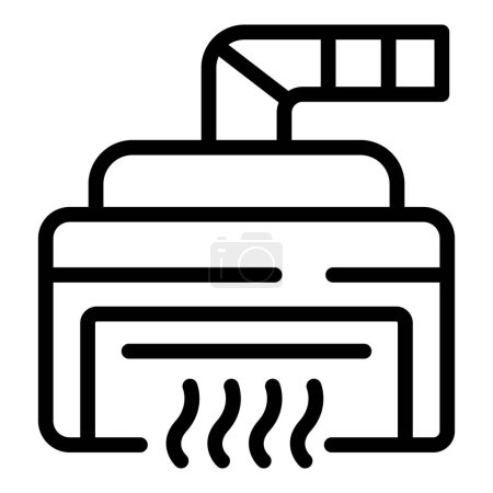 Téléchargez les illustrations : Vecteur de contour d'icône d'extracteur de cuisinière. Hotte en métal. Vent d'air de cuisine - en licence libre de droit