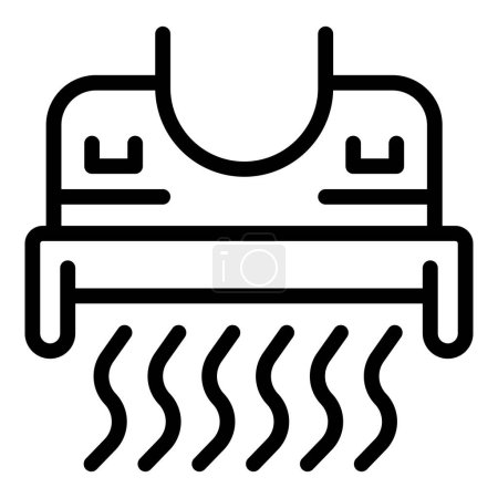 Téléchargez les illustrations : Capot icône de la technologie contour vecteur. Cuisinerie système de ventilation innovant. Assemblage d'air de ventilation - en licence libre de droit