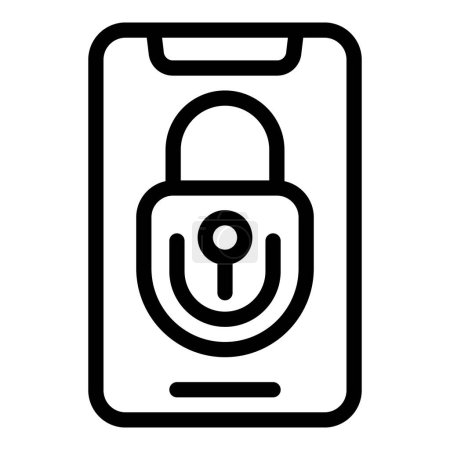 Illustration for Secure phone glass icon outline vector. Safeguarding cellular cover. Display smartphone protector - Royalty Free Image
