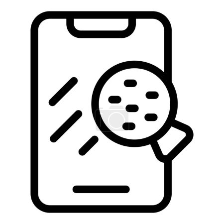 Teléfono fortificado icono de vidrio contorno vector. Cubierta de pantalla móvil. Protector anti rotura smartphone