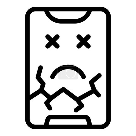 Illustration for Damaged screen smartphone icon outline vector. Cracked mobile display. Protective anti break shield - Royalty Free Image