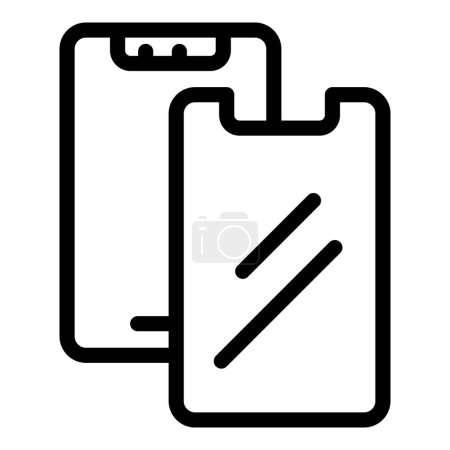Illustration for Toughened phone glass icon outline vector. Broken phone gadget. Secured smartphone protector - Royalty Free Image