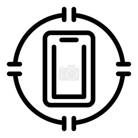Illustration for Shielded mobile glass icon outline vector. Anti shatter screen cover. Fortified smartphone protection - Royalty Free Image