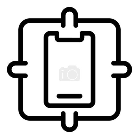 Unzerbrechliche Telefon-Glas-Symbol Umrissvektor. Abgeschirmter mobiler Schutzschirm. Bruchschutz