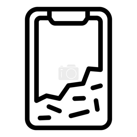 Resilient mobile glass icon outline vector. Shatterproof device cover. Cellphone shielded screen
