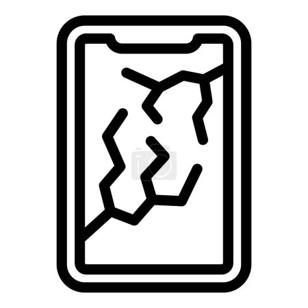 Illustration for Damage resistant phone glass icon outline vector. Cellular fortified guard screen. Secured cellphone display - Royalty Free Image