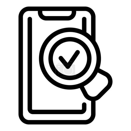 Illustration for Impact proof smartphone glass icon outline vector. Cellular safeguarded mirror cover. Phone fortification technology - Royalty Free Image