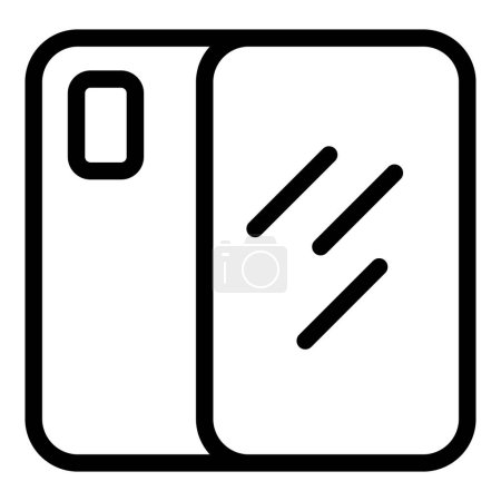 Schutzhülle Telefon Barriere Symbol Umrissvektor. Glasschutztechnologie. Befestigtes bruchsicheres Protektor Zubehör