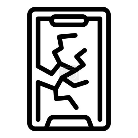 Smartphone-Displayschutzsymbol Umrissvektor. Befestigtes Deckglas anzeigen. Gadget-Sicherheitstechnologie