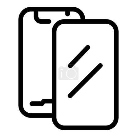 Illustration for Ultra screen protector glass icon outline vector. Mobile body safeguarding. Tempered display protection - Royalty Free Image