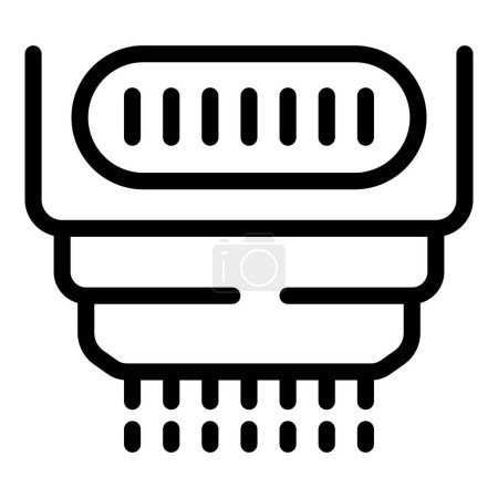 Baño mano secador icono contorno vector. Secador de aire del inodoro. Equipos de secado eléctrico