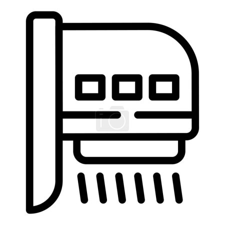 Hand drying mechanism icon outline vector. Automated palm heating system. Sensor blowing electric air box