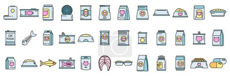 Cat food icon outline vector. Canned food. Pet package thin line color flat isolated