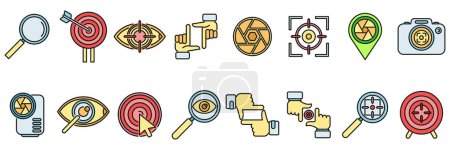 Focus icon outline vector. Business goal. Main success thin line color flat isolated