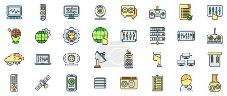 Control icon outline vector. Digital global. World center thin line color flat isolated