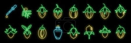 Jojoba icon outline vector. Beauty blossom. Botanical cosmetics neon color isolated
