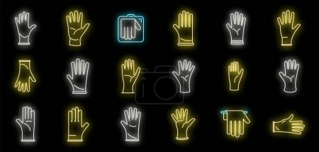 Medical gloves icons set outline vector. Care clinic. Doctor medicine neon color isolated