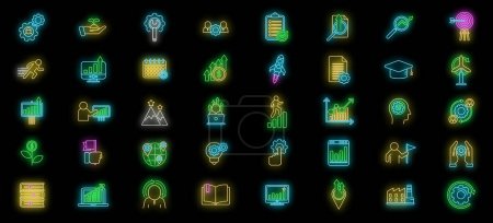 Sustainable development icons set outline vector. Goal security. Poverty city neon color isolated