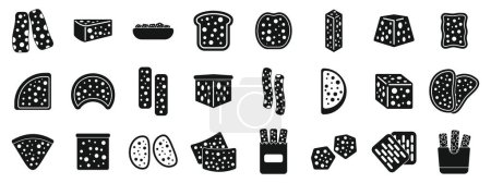 Los iconos de los crutones de pan establecen un vector simple. Cocinar comida pequeña. Tostadas nutricionales