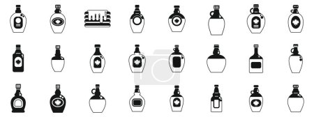 Illustration for Maple syrup icons set simple vector. Kitchen stack. Sweet cookery plate - Royalty Free Image