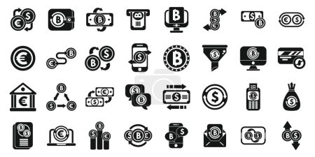 Currency conversion icons set simple vector. Exchange payment. Convert transfer