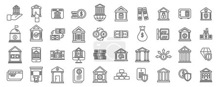 Die Symbole der Zentralbanken geben Umrissvektoren vor. Geschäftshäuser bauen. Geldmanagement