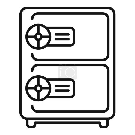 Konturenvektor mit doppelkastensicherem Symbol. Sicherheitskasse. Schließfachversicherung