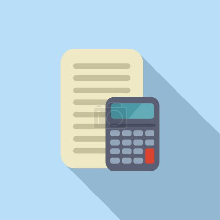 Regulated products control paper icon flat vector. Online calculator. Business policy