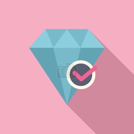 Téléchargez les illustrations : Diamant certifié forme icône vecteur plat. Règle du panier. Vérification de recherche - en licence libre de droit