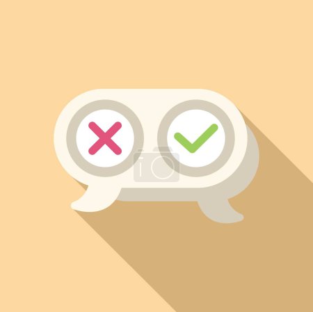 Illustration for Declined approved form icon flat vector. Rule policy product. Legal consumer - Royalty Free Image