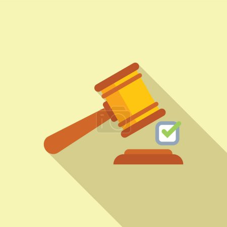 Gavel approved test icon flat vector. Law regulatory company. Control quality