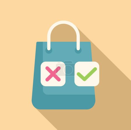 Paper shopping bag icon flat vector. Safety policy search. Control internet digital