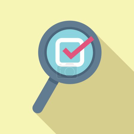 Search magnifier glass icon flat vector. Rule search test. Company digital law