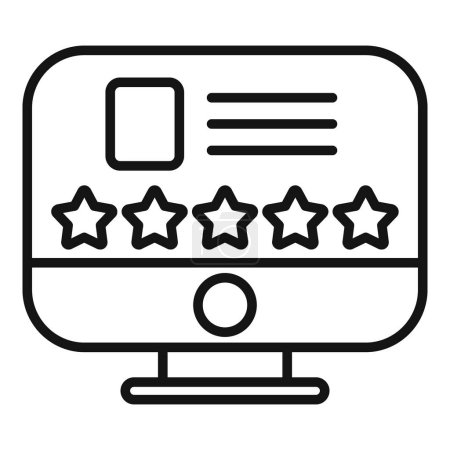Online-Bewertung Produkt-Symbol Umrissvektor. Beste Unternehmensregel. Unternehmen digitales Buch