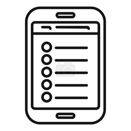 Tablet online policy search icon outline vector. Regulated products. Safety test policy
