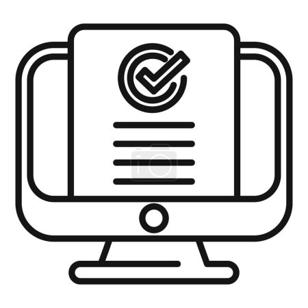 Monitor online access document icon outline vector. Regulated products. Policy search