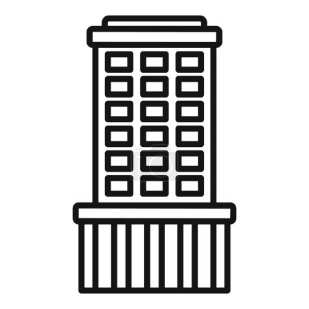 Ilustración de Pequeño vector de contorno de icono de edificio de varios pisos. Estilo oficina de la calle. Construcción de ciudades - Imagen libre de derechos