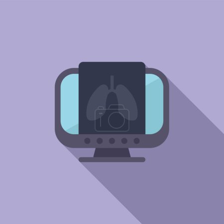 Illustration for Lungs fluorography icon flat vector. Computer control health. Room department - Royalty Free Image
