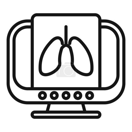 Lungen-Fluorographie-Symbol Umrissvektor. Computer steuern Gesundheit. Raumabteilung