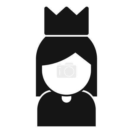 Ilustración de Corona en la cabeza femenina icono vector simple. Lindo personaje. Cambio siguiente sucesor - Imagen libre de derechos