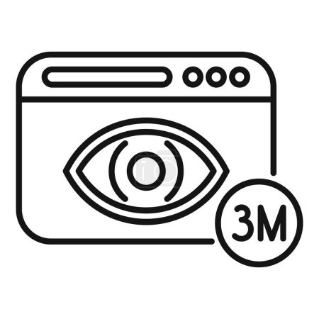 Millions views on webpage icon outline vector. New media content. Online search