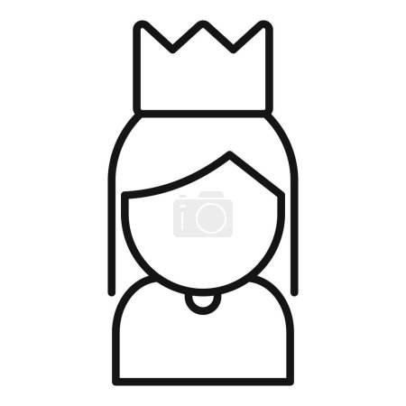 Ilustración de Corona en la cabeza femenina icono contorno vector. Lindo personaje. Cambio siguiente sucesor - Imagen libre de derechos