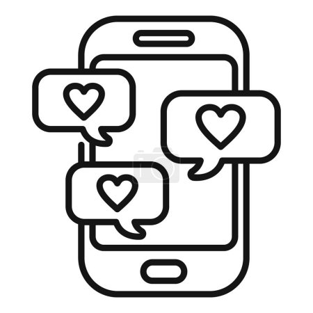 Illustration for Smartphone content likes icon outline vector. Online search. View new blog - Royalty Free Image
